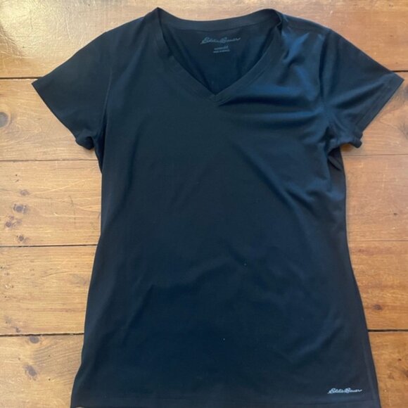 Eddie Bauer FreeDry Lightweight Black V Neck Shirt Women’s Medium - Picture 2 of 7